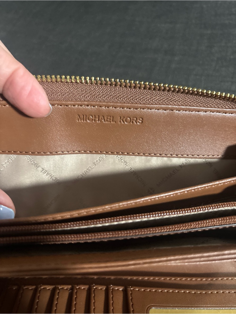 Michael Kors Jet Set Travel Large Continental Wallet Wristlet Zip Around Denim - Picture 11 of 11